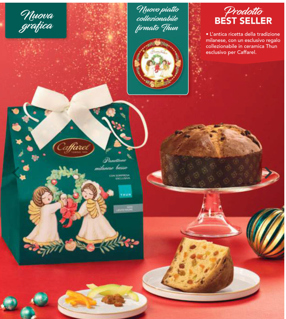 Caffarel Thun con piatto natalizio per panettone